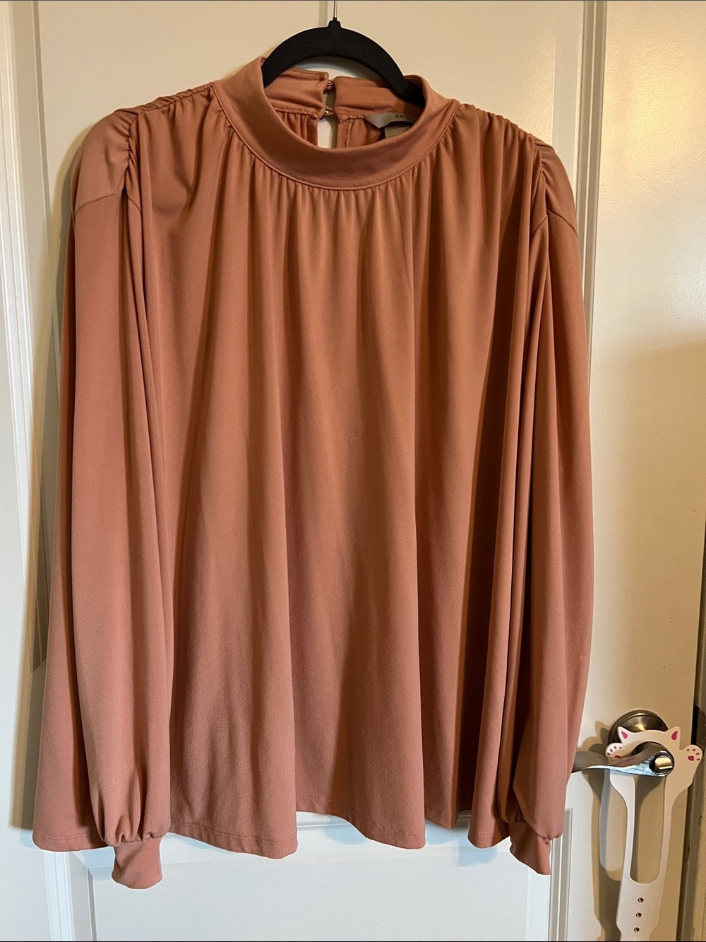 H&M Mauve Long Sleeve Mock Neck Blouse